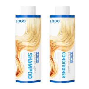 blue shampoo and conditioner