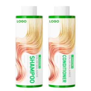 green shampoo and conditioner